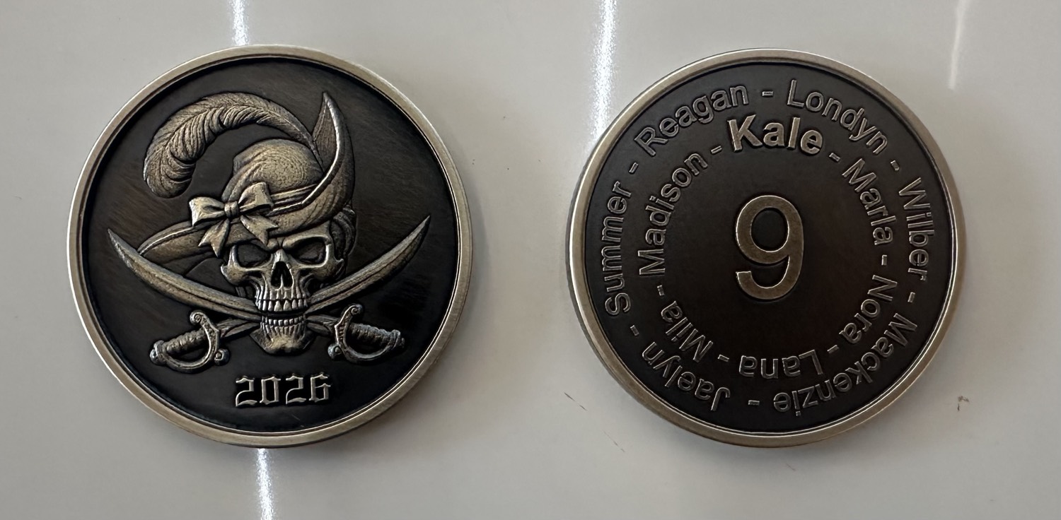 Custom pirate challenge coin